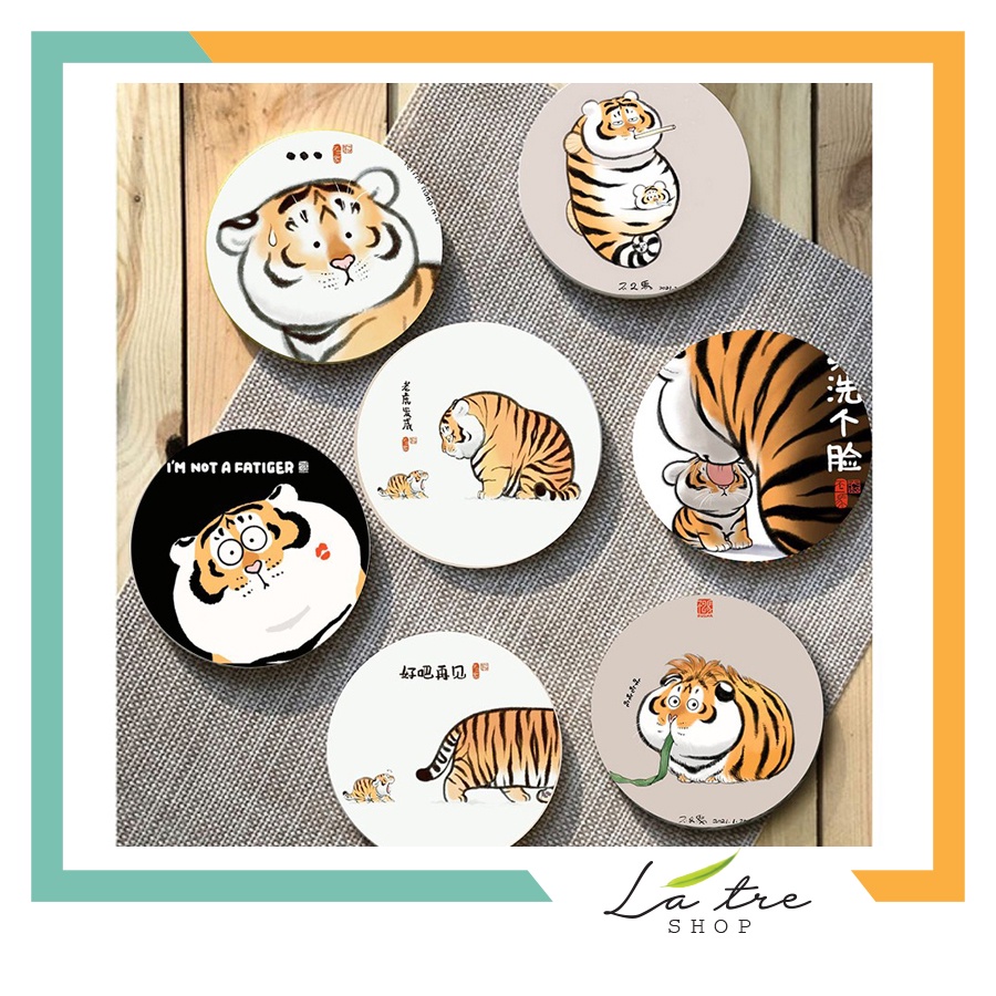 Miếng Lót Cốc - Lót Ly cute Bé hổ ngộ nghĩ 9x9cm 2021