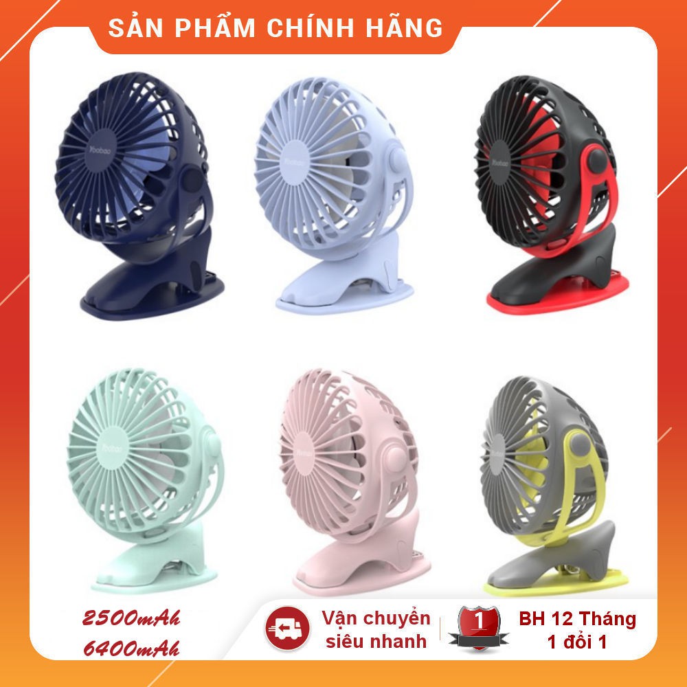 Quạt sạc mini YOOBAO F04 xoay góc 720độ, 32 tiếng, đế kẹp đa năng hoặc đặt bàn (6400mAh/2500mAh) #8