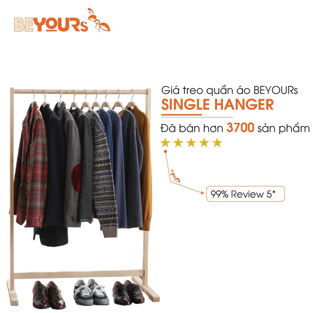 GIÁ TREO QUẦN ÁO KỆ SÀO TREO ĐỒ GỖ THANH ĐƠN NỘI THẤT KIỂU HÀN QUỐC BEYOURS - SINGLE HANGER L GỖ #8