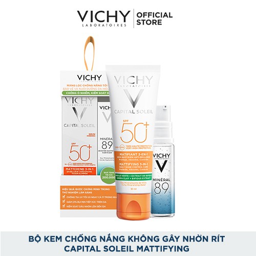 Bộ kem chống nắng không gây nhờn rít Vichy Ideal Soleil Mattifying 50ml và Dưỡng chất Khoáng núi lửa Mineral 89 10ml #4
