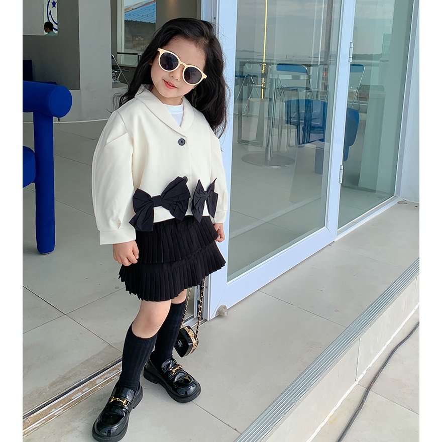 A120- Áo blazer bé gái đính nơ size 90 -140, quần áo trẻ em thu đông cao cấp