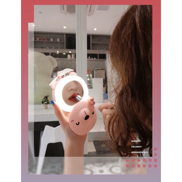 Gương quạt mini USB lợn hồng siêu cute 3 in1 #5