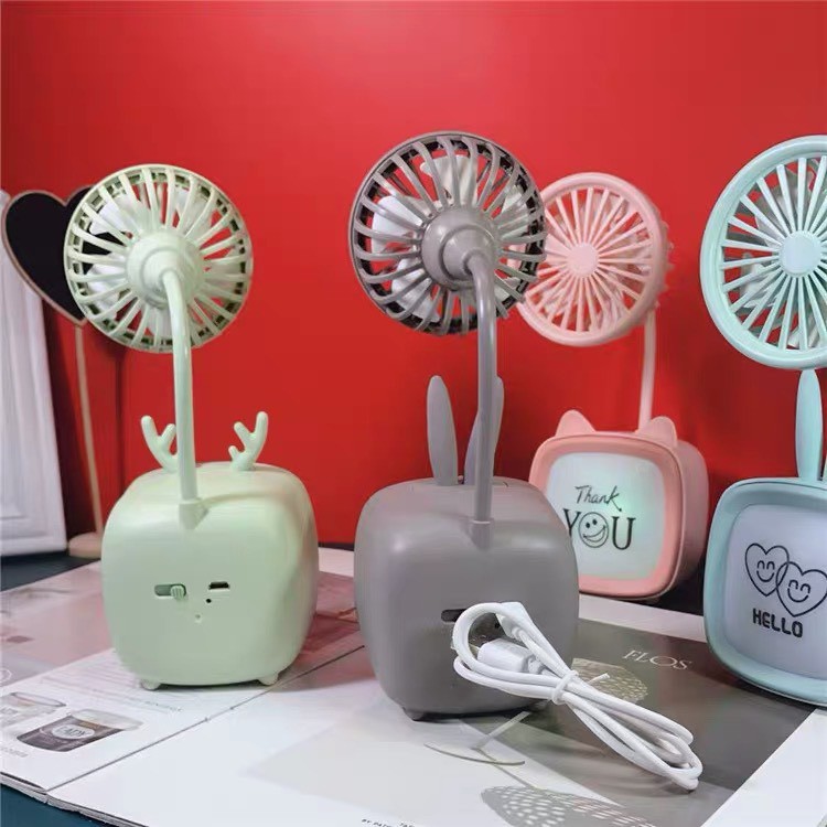 Quạt mini để bàn kèm đèn, quạt cầm tay mini siêu dễ thương ( kèm video) #6