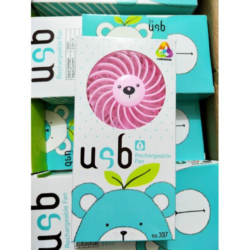Quạt Mini Cầm Tay Hình Gấu Tích Điện Siêu Mát 3017 #8