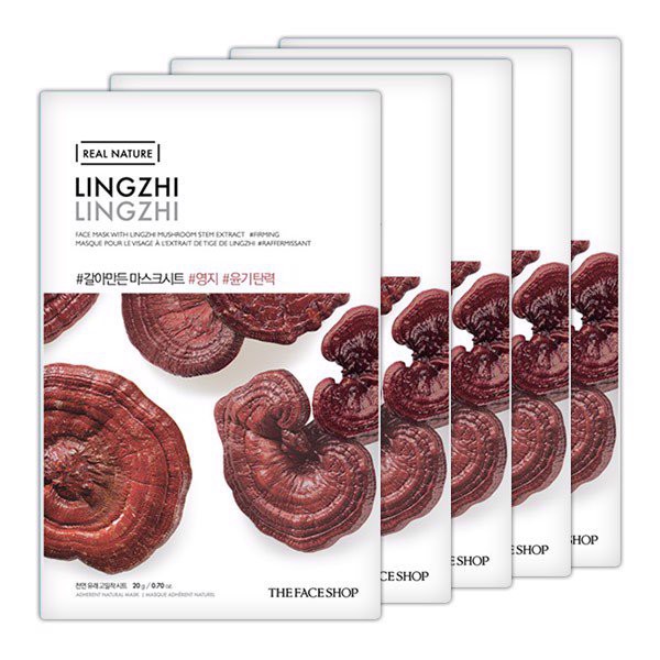 Combo Mặt Nạ Real Nature TheFaceShop (Lingzhi - Red Ginseng - Pomegranate - Green Tea) 20G X 21Pcs #5