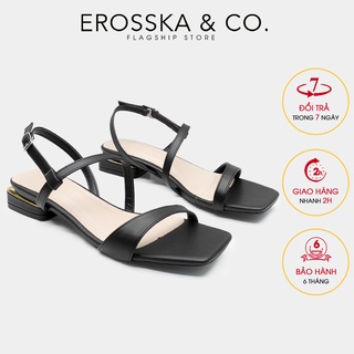 Hình ảnh Sandal cao gót nữ xỏ ngón dây mảnh Erosska cao 3cm màu bò _ EB039
