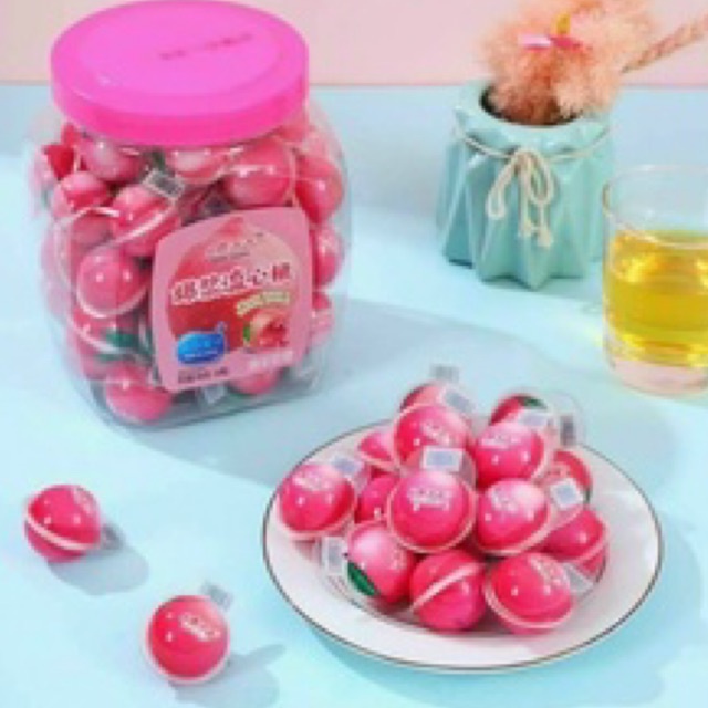 1 LỌ 50 VIÊN KẸO DẺO NHÂN CHẢY HÌNH TRÁI ĐÀO