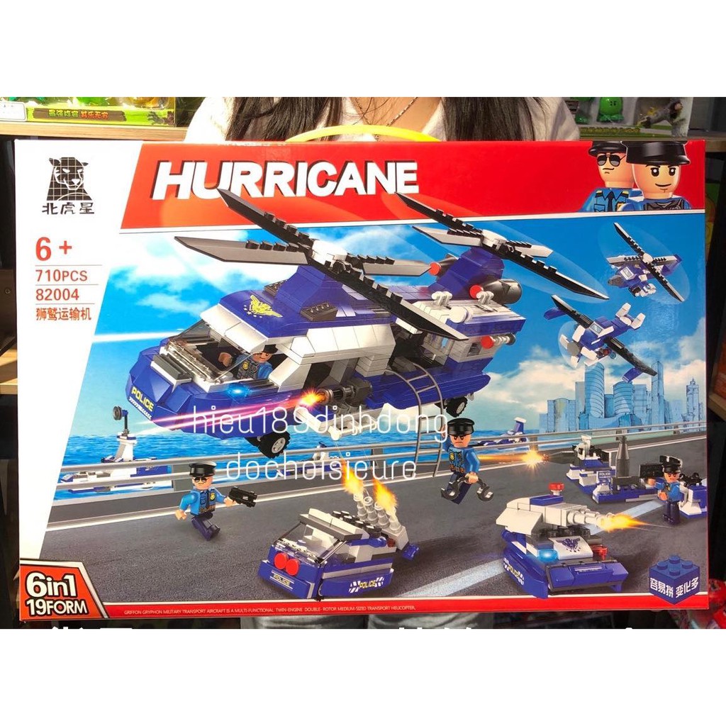 Lắp ráp xếp hình non Lego City 82004 : Máy bay trực thăng cảnh sát 6in1 710 mảnh