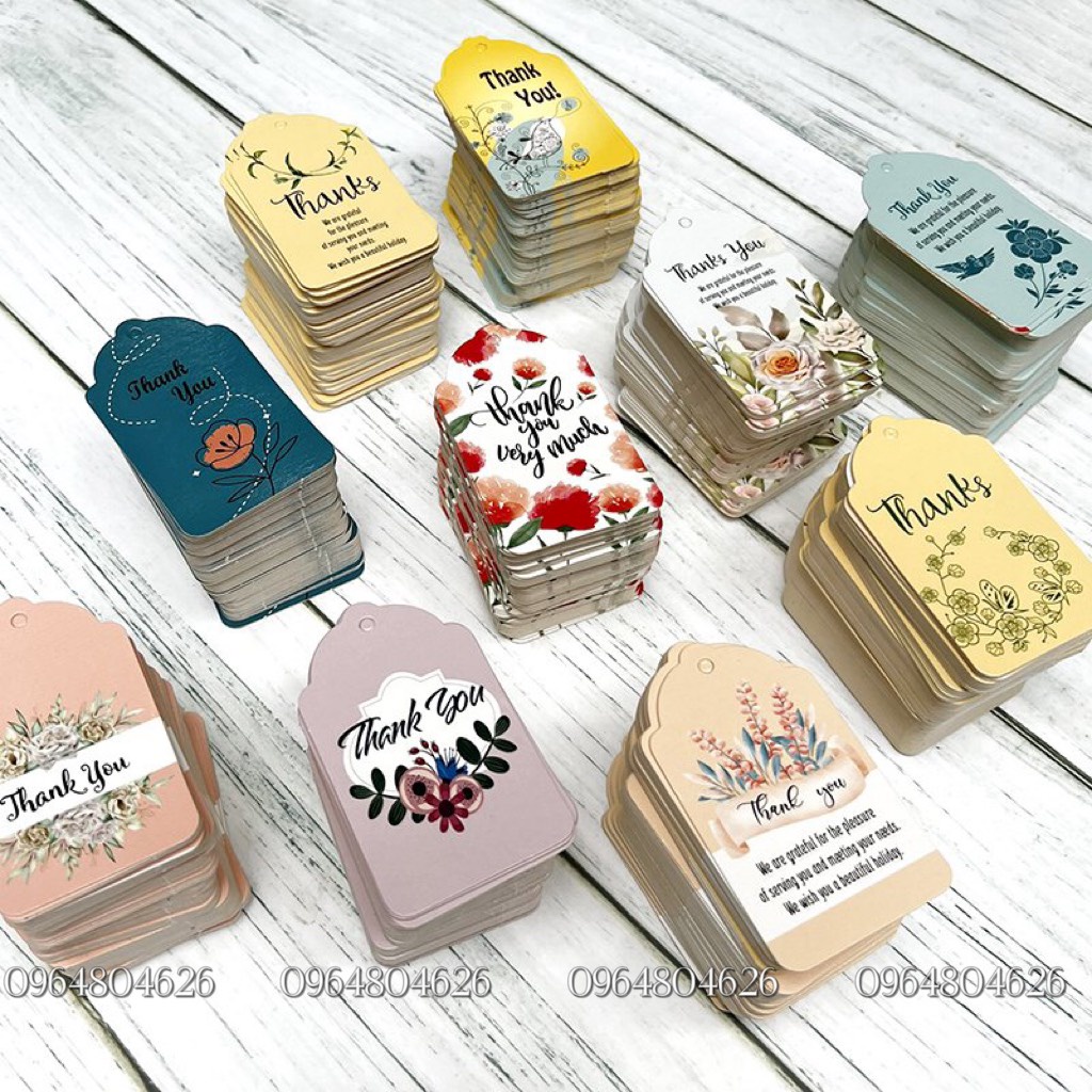 Tag cảm ơn Card thank you có lỗ buộc dây gửi kèm hàng hóa thay lời cám ơn đối với khách hàng