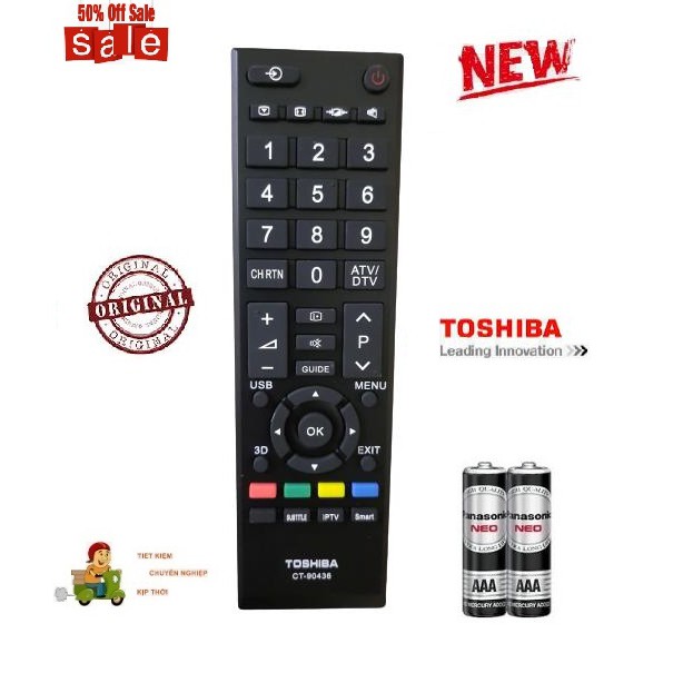 [Mã ELHA9 giảm 15% đơn 50K] Điều khiển tivi Toshiba CT 90436 - Hàng mới chính hãng 100% Tặng kèm Pin!!!