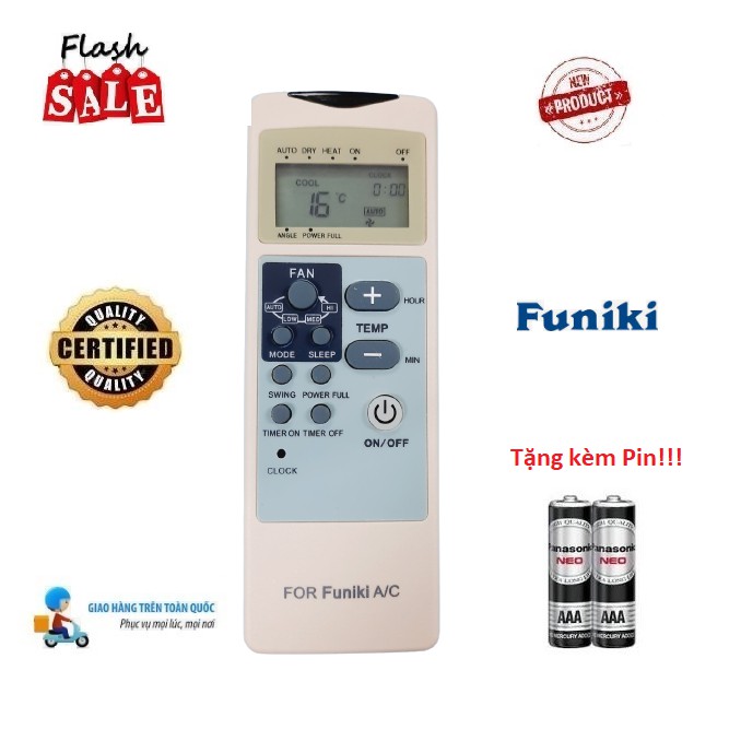 Remote Điều khiển điều hòa Funiki 1&2 chiều Inverter các dòng SC SH HSC 09 12 18 24- Hàng tốt Tặng kèm Pin