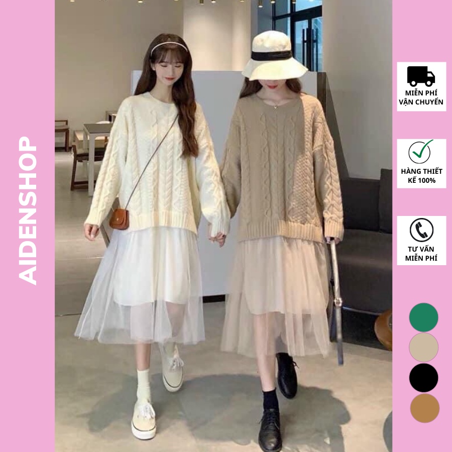 Váy bầu thời trang thu đông Aidenshop đầm len bầu thiết kế 2021