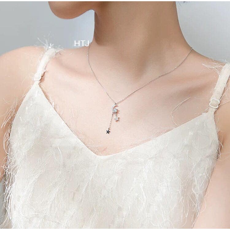 Dây chuyền nữ liền mặt kết hợp sao bạc s99