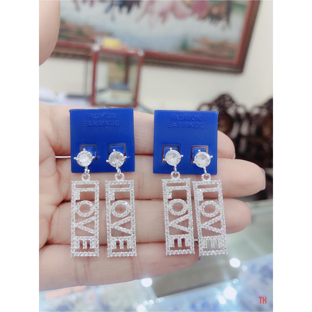 free ship hoa tai nữ đá treo love cực chất bạc ta