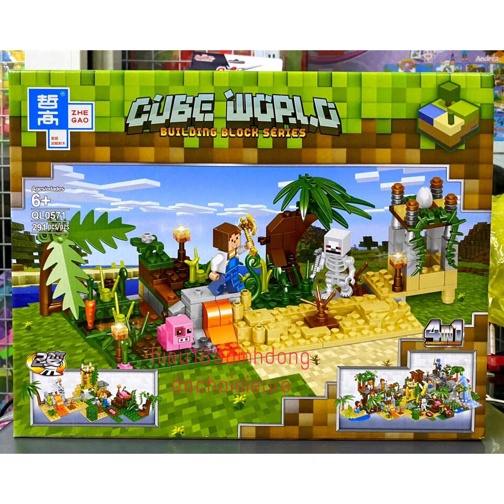 Lắp ráp xếp hình non Lego Minecraft My World Ql0571 : bãi biển người xương 291 mảnh