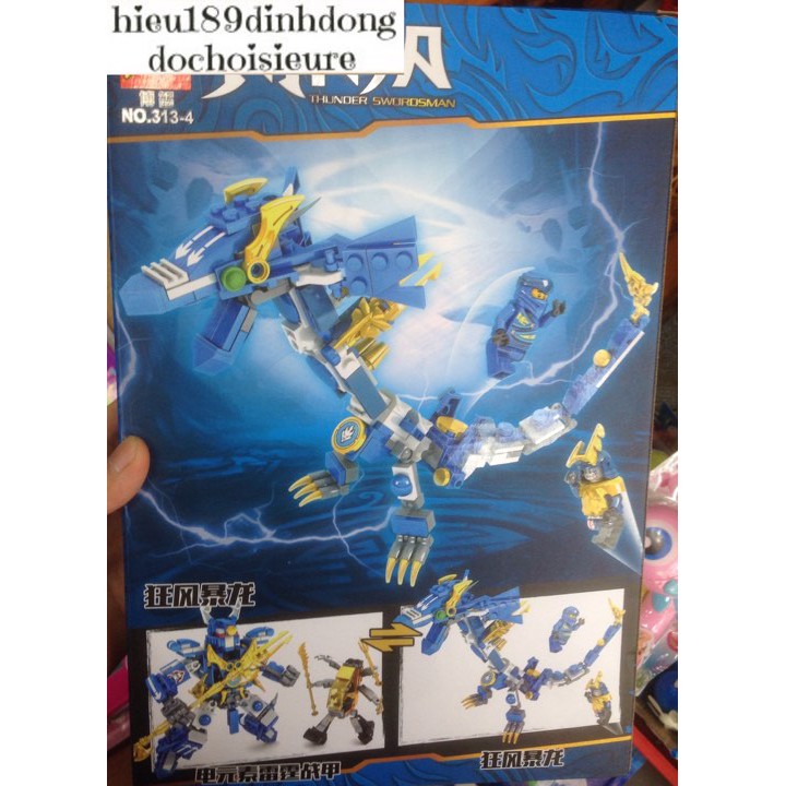 Lắp ráp xếp hình Lego Ninjago 313 (2in1): robot và rồng sấm sét của Jay (ảnh thật)