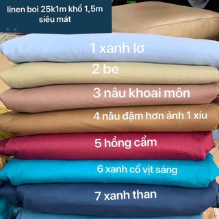 Hình ảnh Vải Linen Boi Hàn Quốc 25k.1m có 16 màu. vải 100% cotton siêu mát, thoáng thân thiện với da nhạy cảm, may cho bé rất êm
