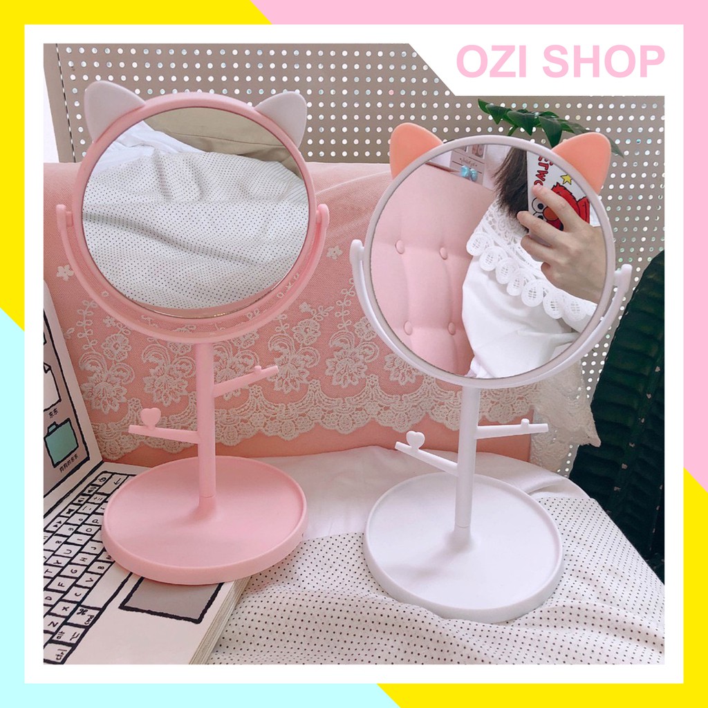 Gương trang điểm tai mèo siêu dễ thương, Gương để bàn #5
