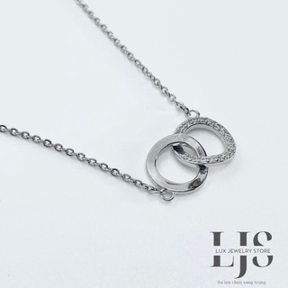 Hình ảnh Vòng cổ hợp kim bạc titan Lux Jewelry, dây chuyền nhẫn lồng đính đá – LUXJ924