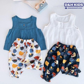 Hình ảnh [FreeShip] Bộ đũi sát nách mùa hè dành cho bé gái, quần áo trẻ em - MÃ DHK468