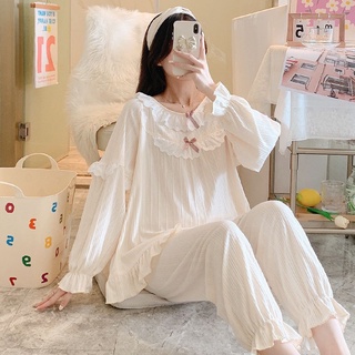 Hình ảnh Bộ đồ ngủ chất cotton phong cách công chúa ngọt ngào thời trang thu đông mới cho nữ