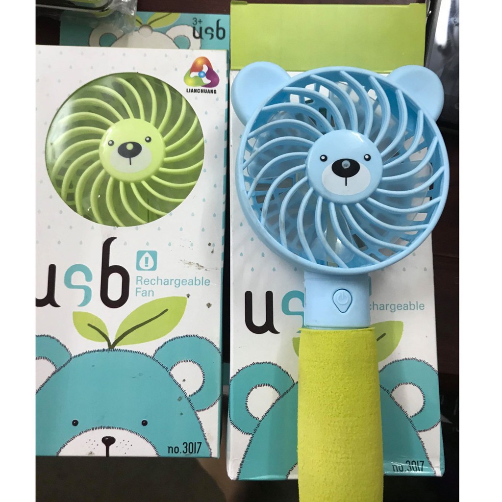 Quạt Mini Cầm Tay Hình Gấu Tích Điện Siêu Mát 3017 #8
