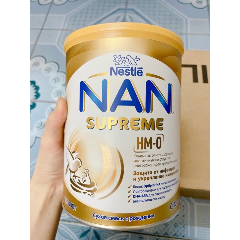 (Nan vàng)Sữa Nan Supreme HMO-dành cho trẻ sơ sinh 800g Nga