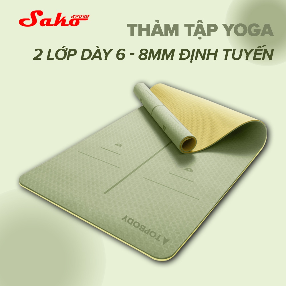 Hình ảnh Thảm Yoga Tập Gym Định Tuyến 2 lớp 6 - 8 mm cao cấp, gấp gọn, du lịch tiện lợi SAKO SPORT #1