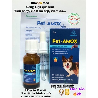 Hình ảnh Pet amox plus tốt cho tiêu hoá, hô hấp, viêm da, nhiễm trùng trên chó mèo . lọ bột 3g pha huyễn dịch uống