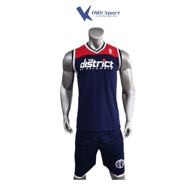 Set Quần Áo Bóng Rổ District Xanh Đen Thoáng Mát, Có In Tên Số - ViKi Sport