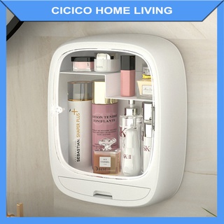 Hình ảnh Kệ đựng mỹ phẩm Cicico356 để đồ trang điểm trong nhà tắm treo tường không đục lỗ nhựa ABS cao cấp