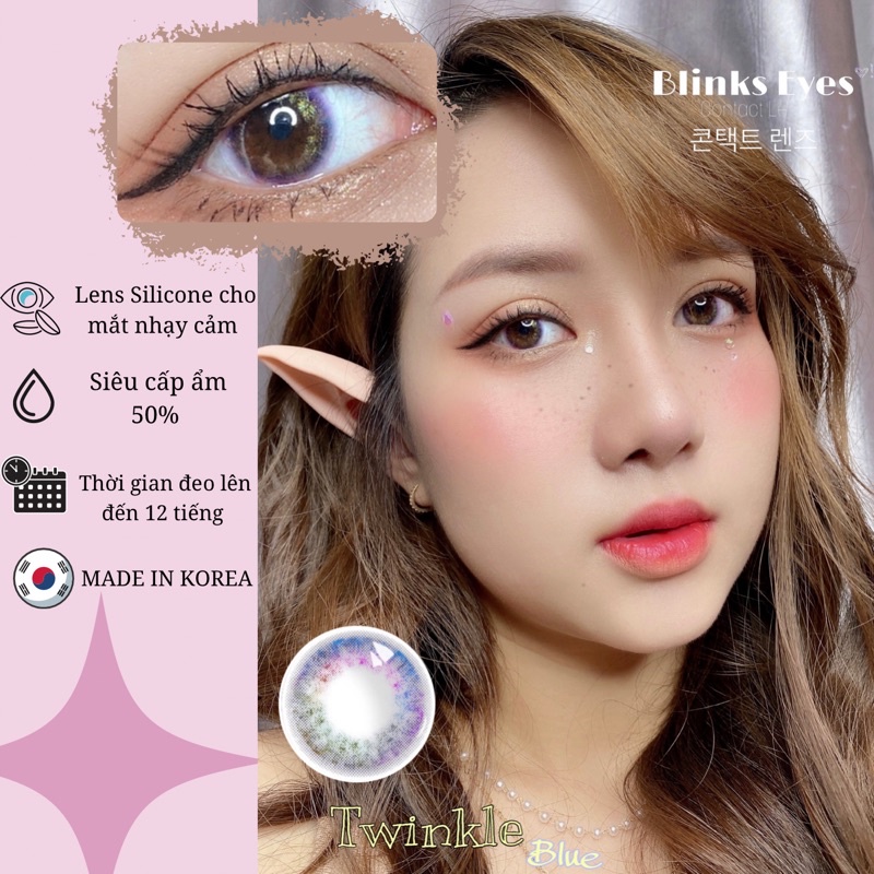 Lens mắt Kính áp tròng xanh dương Twinkle blue ( 0 đến 6 độ ) - note l