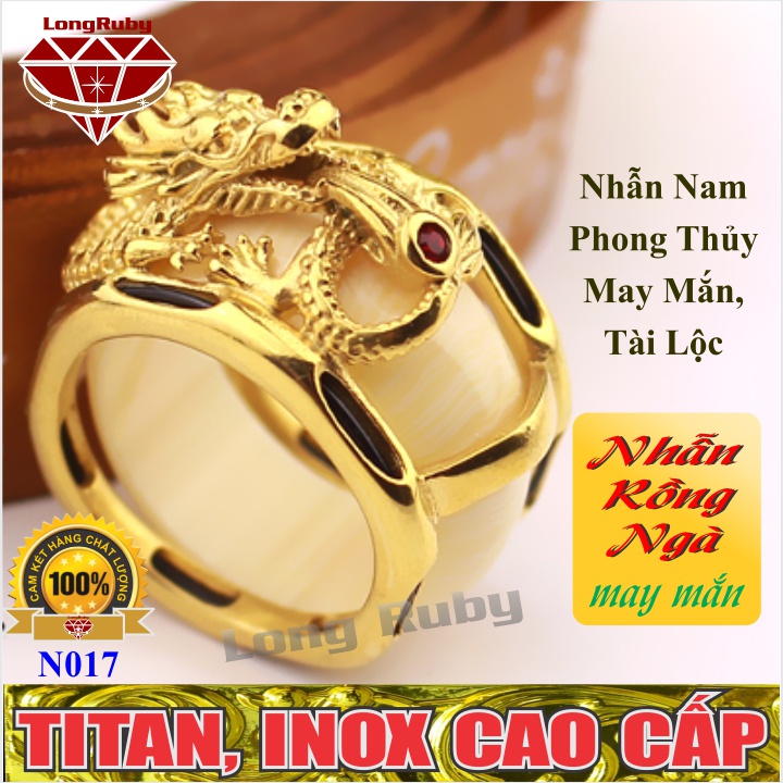 [Mã FAWEEKDAY1 giảm 10K đơn 50K] NHẪN TITAN NAM RỒNG NGÀ MAY MẮN | NHẪ