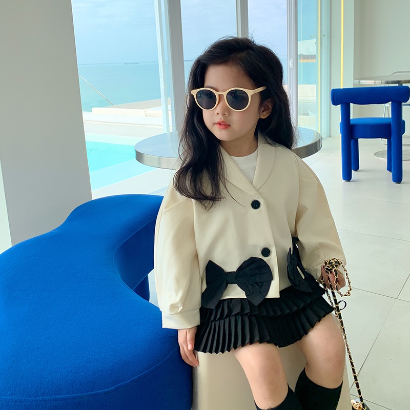 A120- Áo blazer bé gái đính nơ size 90 -140, quần áo trẻ em thu đông cao cấp