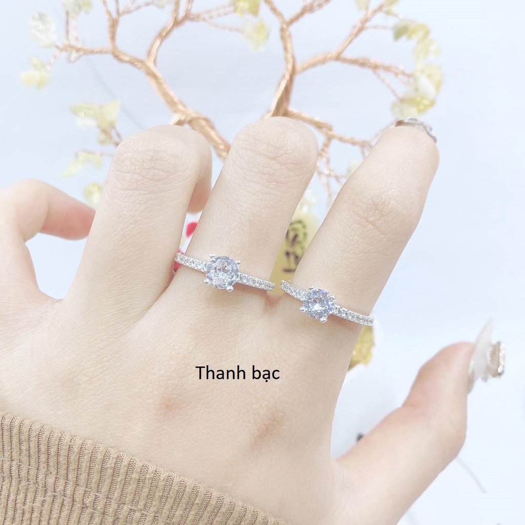 Nhẫn nữ 4 trấu một hàng đá bạc ta nguyên chất