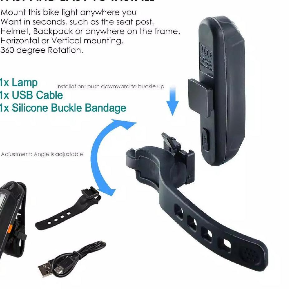 Hình ảnh Đèn LED USB Qzk7w Chống Thấm Nước 2028 100 Gắn Phía Trước / Sau Xe Đạp #5