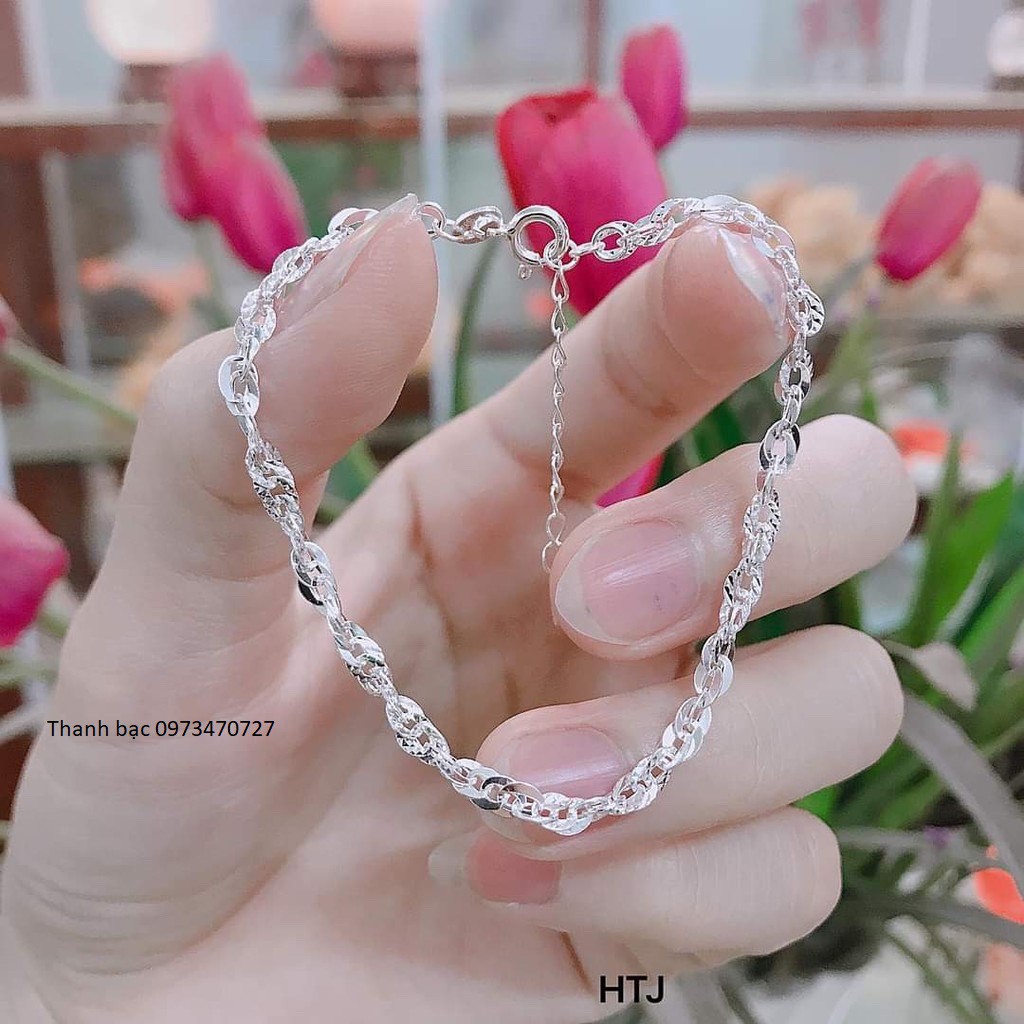 Lắc tay nữ, bạc cao cấp, hàng dày dặn kiểu dáng phay bóng mã 147