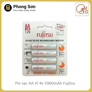 Hình ảnh Pin sạc AA Fujitsu 1900mAh vỉ 4 Viên Made in JAPAN , Dùng cho máy ảnh , Đèn Flast, các thiết bị chuyên dụng dùng pin AA