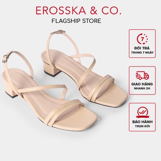 Hình ảnh Giày sandal cao gót Erosska mũi vuông dây mảnh cao 3cm màu nude - EB031
