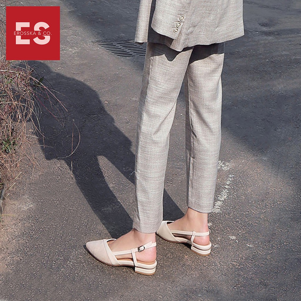 Giày Sandal Nữ Đế Bệt Mũi Nhọn Thời Trang Erosska EL005 ( Màu Nude) #8