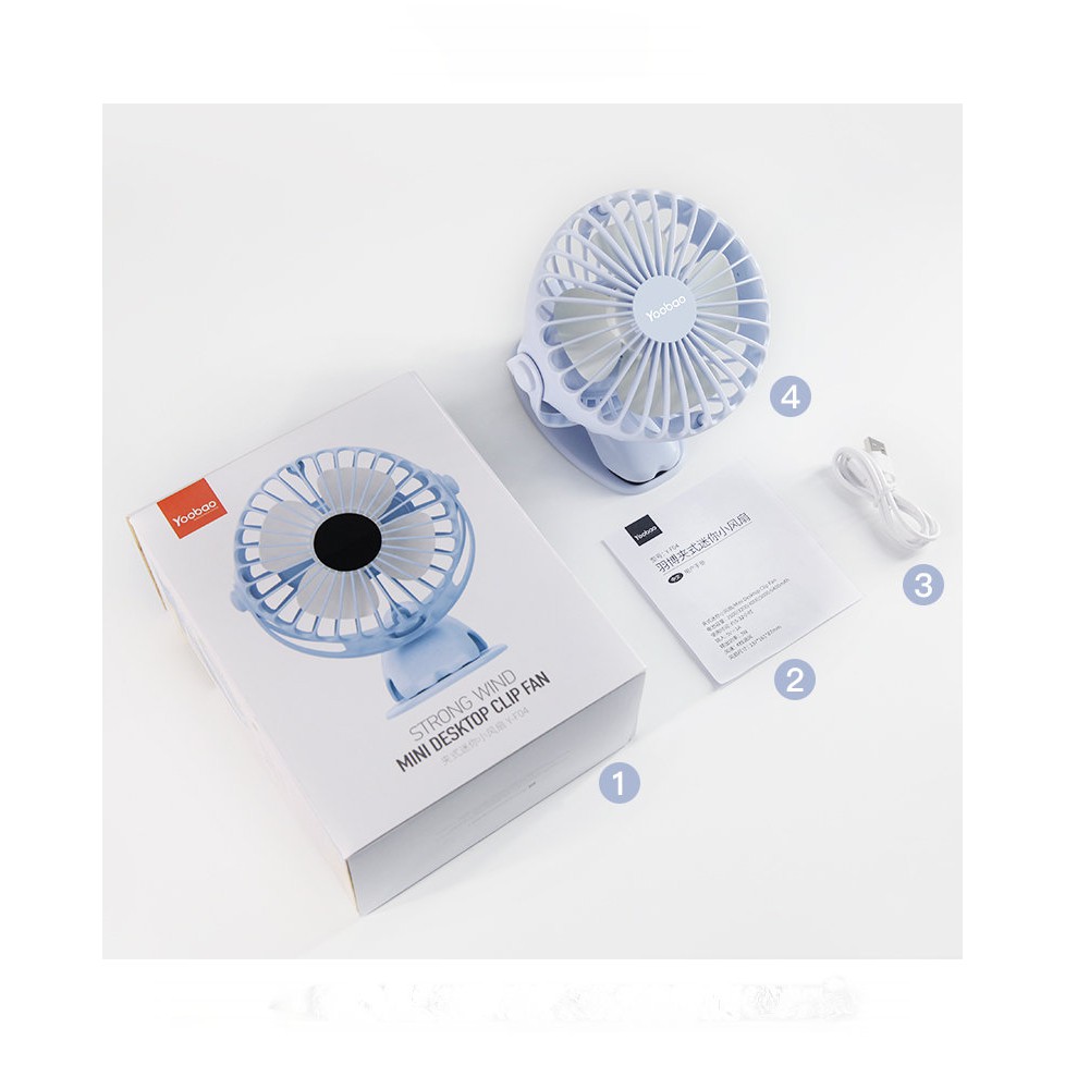 Quạt sạc mini YOOBAO F04 xoay góc 720độ, 32 tiếng, đế kẹp đa năng hoặc đặt bàn (6400mAh/2500mAh) #8