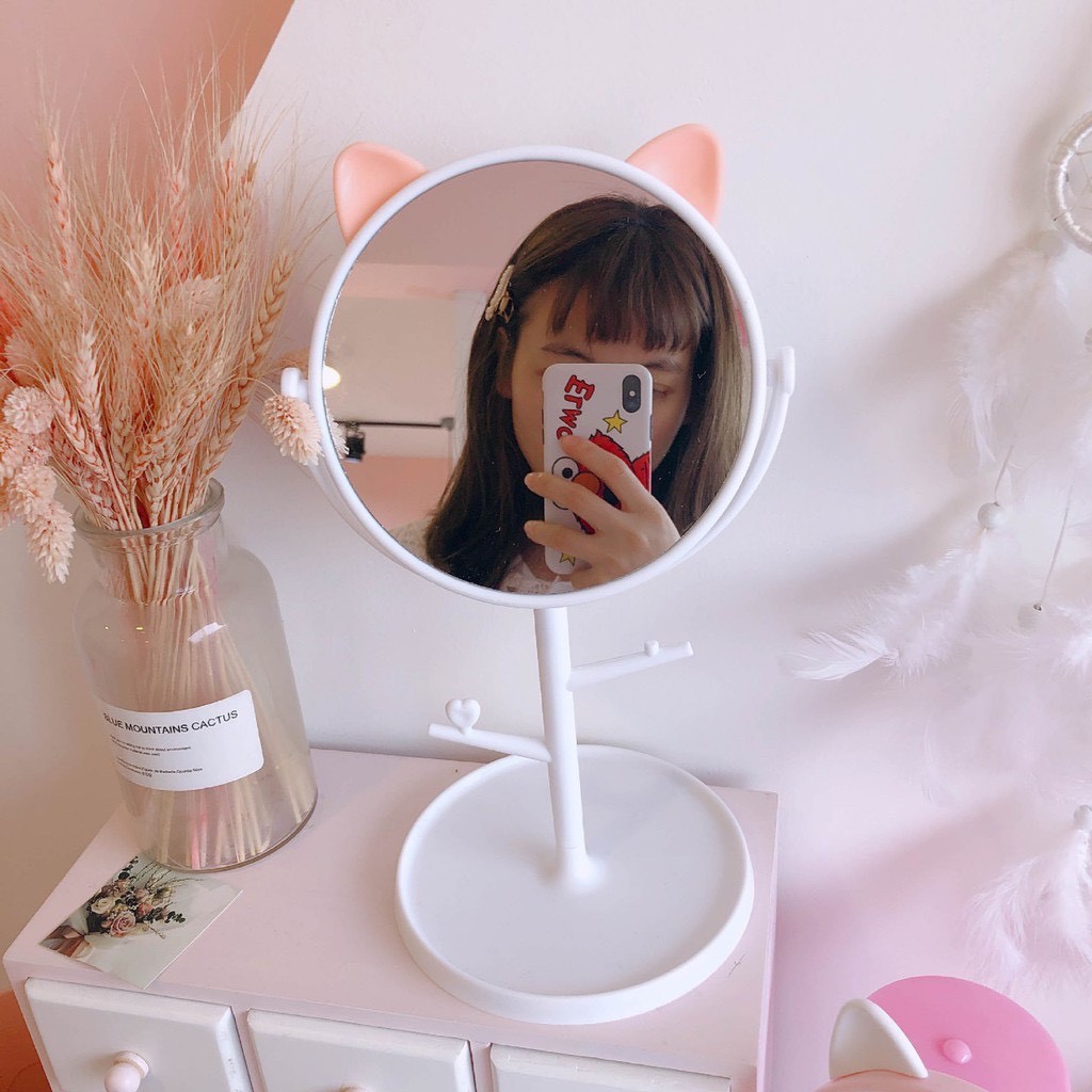 Gương trang điểm tai mèo siêu dễ thương, Gương để bàn #5