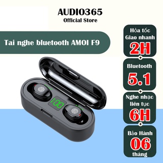 Hình ảnh Tai nghe bluetooth Amoi F9 bản quốc tế, nút cảm ứng, pin 280 giờ, kèm sạc dự phòng, chống nước IPX7 - Audio365