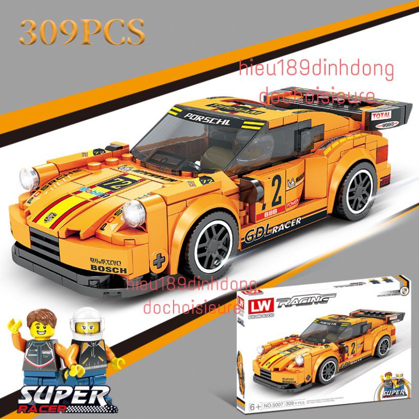 Lắp ráp xếp hình non lego city 5007 : Xe porsche màu cam 309 mảnh
