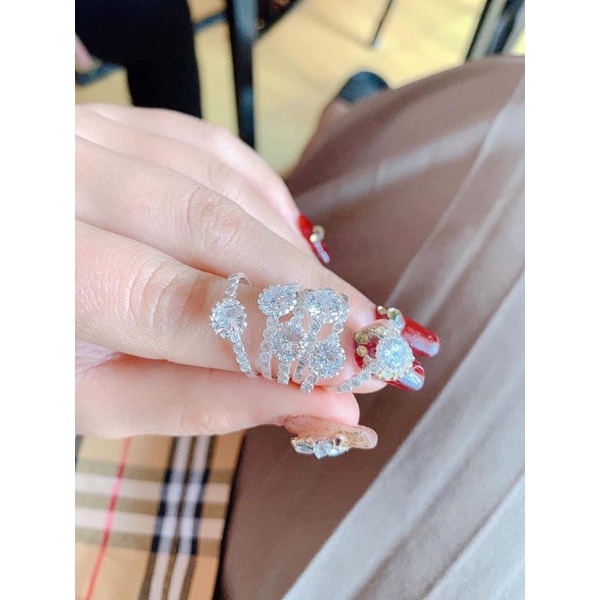 free ship nhẫn hoa nhỏ bạc ta nguyên chất xinh