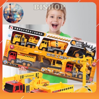 Hình ảnh Đồ chơi ô tô mô hình set 6 xe tải công trình xây dựng cỡ lớn cho bé chính hãng