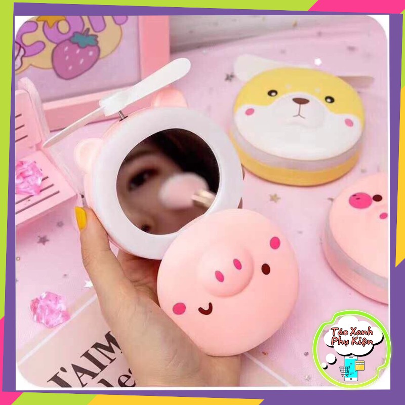 Quạt Mini Cầm Tay - Quạt Hình Heo 3 in 1 (Quạt + Gương + Đèn) #4