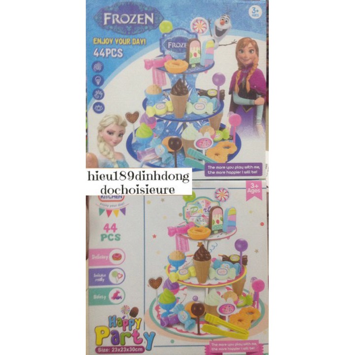 Đồ chơi tháp kem, bánh kẹo 3 tầngchủ đề kitty và elsa (ảnh thật) (Khách hàng chat chọn mẫu)