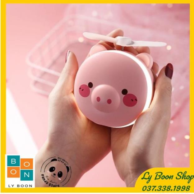 Gương quạt mini USB lợn hồng siêu cute 3 in1 #5