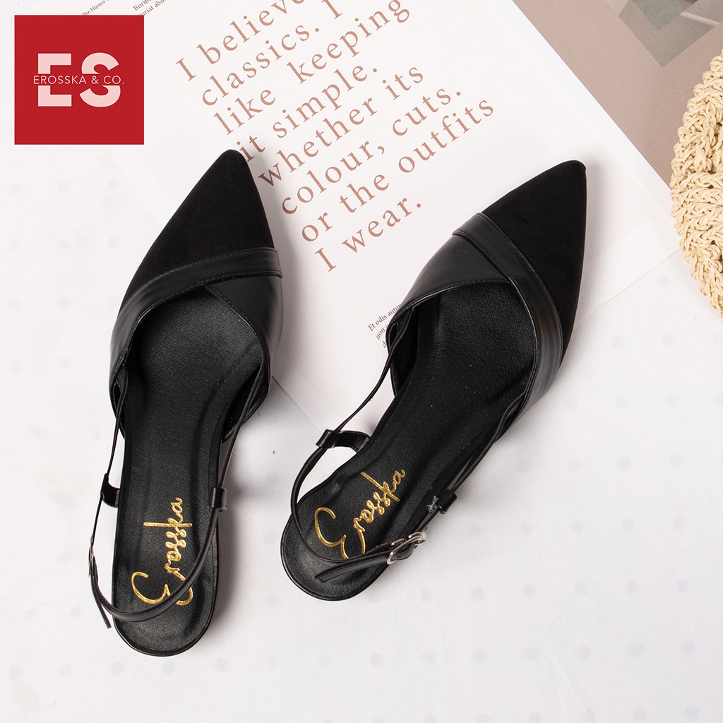 Giày Sandal Nữ Đế Bệt Mũi Nhọn Thời Trang Erosska EL005 ( Màu Nude) #8